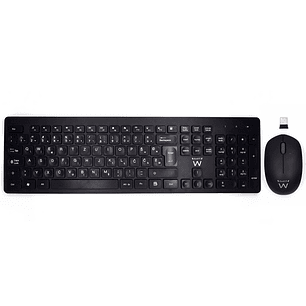 Ewent Pack Teclado + Raton Inalambricos - Receptor USB-A 2.4Hz - 1000dpi - Disposicion Eslovena QWERTZ SI - Incluye Pilas AA/AAA - Teclas Concavas - A