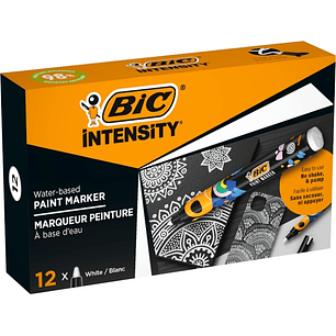 Bic Intensity Marcador de Pintura - Punta Media - Tinta con Base de Agua - 98% de Materiales Reciclados - Color Blanco