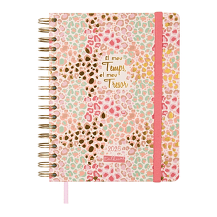 Finocam Talkual Agenda de Espiral en Catalan - Anual 2026 - Tapa Dura - Cierre de Goma - Formato 1/4 - 155x217mm - Semana Vista Horizontal - Tematica 