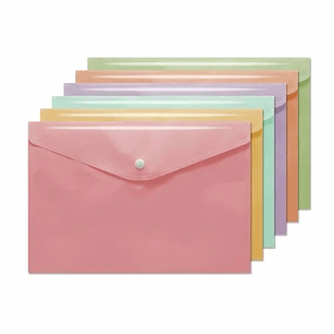 Bismark Sobre Portadocumentos A6 - Cierre de Broche - Fabricado en Polipropileno - Colores Pastel Surtidos
