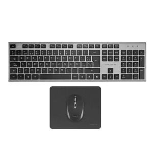 Tacens Zenith Combo Pack Inalabrico de Teclado Completo + Raton y Alfombrilla - Disposicion QWERTY ES - Teclas Silenciosas de Perfil Bajo - Sensor de 