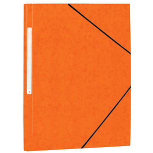 Mariola Carpeta de Carton Simil Prespan con Etiqueta en Lomo Folio 500gr/m2 - Medidas 34x25cm - Cierre con Goma Elastica - Color Naranja