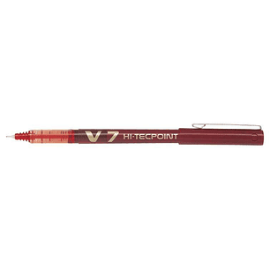 Pilot Boligrafo de tinta liquida V7 HI-Tecpoint Rollerball - Punta fina de aguja 0.7mm - Trazo 0.5mm - Color Rojo