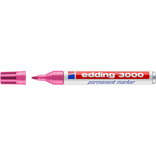 Edding 3000 Rotulador Permanente - Punta Redonda de 1.5mm - Trazo entre 1.5 y 3mm - Recargable - Secado Rapido - Color Rosa