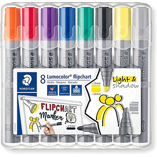 Staedtler Lumocolor Flipchart 356 Pack de 8 Marcadores Permanentes - Tinta Base de Agua - Colores Surtidos