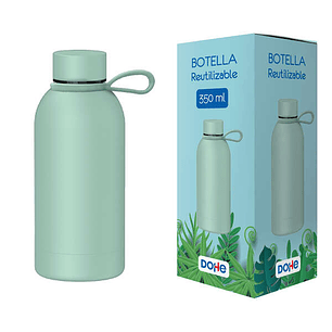 Dohe Botella Reutilizable 350ml - Acero Inoxidable de Doble Pared - Libre de BPA - Tapon Hermetico Antigoteo de Acero Inoxidable - Recubierta de Cauch
