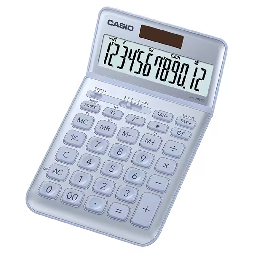 Casio JW-200SC Calculadora de Sobremesa 12 Digitos Inclinacion Ajustable - Simbolos de Comando de Funcion - Memoria Total General e Independiente - Al 1