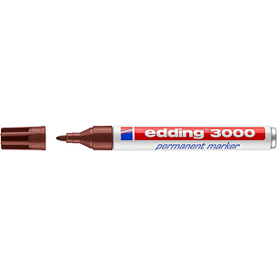 Edding 3000 Rotulador Permanente - Punta Redonda de 1.5mm - Trazo entre 1.5 y 3mm - Recargable - Secado Rapido - Color Marron