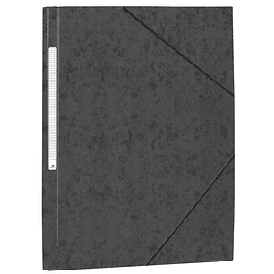 Mariola Carpeta de Carton Simil Prespan con Etiqueta en Lomo Folio 500gr/m2 - Medidas 34x25cm - Cierre con Goma Elastica - Color Negro