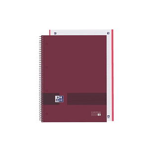 Oxford & You Europeanbook A4+ Tapa Extradura - Cuaderno de 80 Hojas - Tamaño A4+ - Cuadricula 5x5 - Color Burdeos