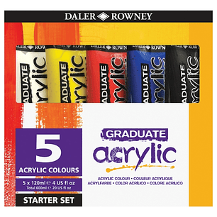 Daler Rowney Graduate Pack de 5 Pack de 5 Pinturas Acrilicas - Set de Iniaciacion - Colores Surtidos