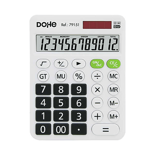Dohe Calculadora Electronica de 12 Digitos - Pantalla Reclinada - Alimentacion Solar y a Pilar - Apagado Automatico - Teclas de Gran Formato - Funcion