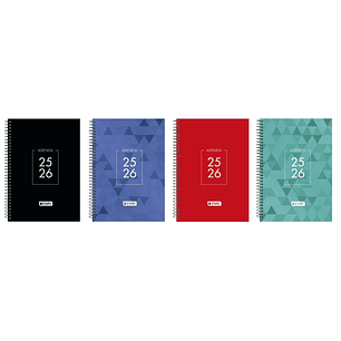 Enri Dentity Agenda Escolar 25/26 Espiral Semana Vista - Tamaño 4º - Tapa Extradura - Esquinas Microperforadas - Espacio para Notas - Colores Surtidos
