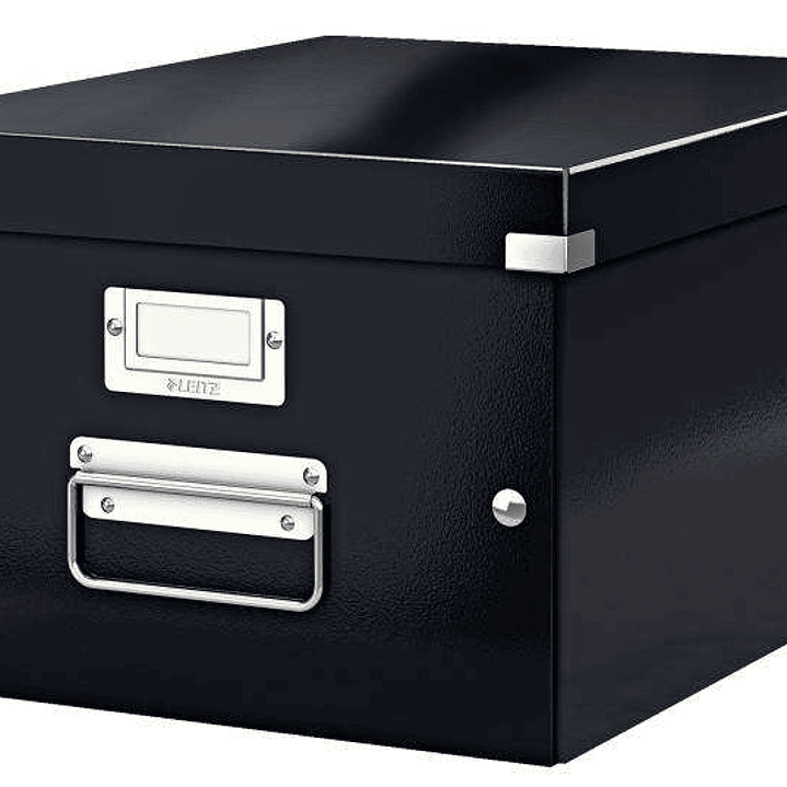Leitz Click & Store WOW Caja Organizadora Mediana - Asas de Metal - 85% Carton Reciclado - Hasta 9kg de Capacidad - Color Negro 1