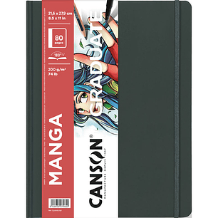 Canson Graduate Manga Cuaderno con 40 Hojas - 21.6x27.9cm - 200g - Grano Liso - Color Blanco