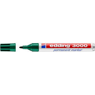 Edding 3000 Rotulador Permanente - Punta Redonda de 1.5mm - Trazo entre 1.5 y 3mm - Recargable - Secado Rapido - Color Verde