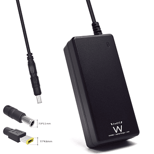 Ewent Cargador Especifico para Portatiles IBM/Lenovo - 65W de Potencia - 2 Clavijas Intercambiables - Color Negro