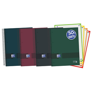 Oxford & You Cuaderno A5+ Tapa Extradura Europeanbook - 120 Hojas - Cuadricula 5x5 - Colores Surtidos