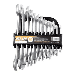 Blim Juego de 12 Llaves de Dos Bocas Metrica - Cabezales Ultrafinos - Cabezal en Angulo de 15° - Aleacion de Acero de Altas Prestaciones - Mango en Fo