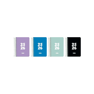 Enri Teens Agenda Escolar 25/26 Espiral Dia Pagina - Tamaño 8º - Tapa de Plastico - Esquinas Microperforadas - Espacio para Notas - Colores Surtidos
