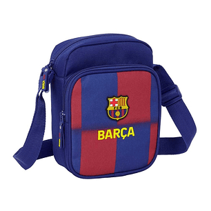 Safta F.C.Barcelona Bandolera de 2L - Ajustable - Bolsillo Trasero con Velcro - Cierre con Cremallera - 16x22x6cm - Color Rojo y Azul