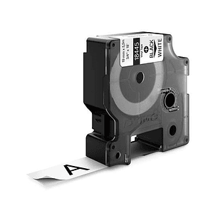 Dymo ID1-19 18445 Cinta de Etiquetas de Vinilo Industrial Original para Rotuladora - Texto negro sobre fondo blanco - Ancho 19mm x 5.5 metros - S07186