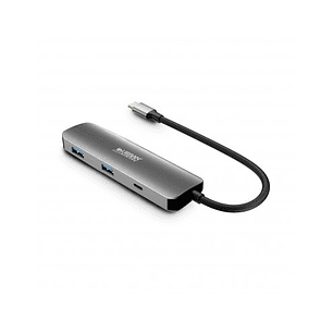 Urban Factory Hubee HUB 4 en 1- USB-C Macho - USB-A/USB-C/HDMI Hembra - 100W PD - Color Gris Metal