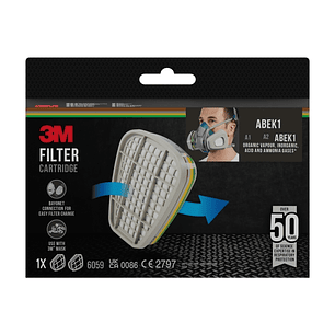 3M Filtros de Repuesto para Mascara de Media Cara - Filtros Combinados ABEK1 - 1 Par - Color Gris