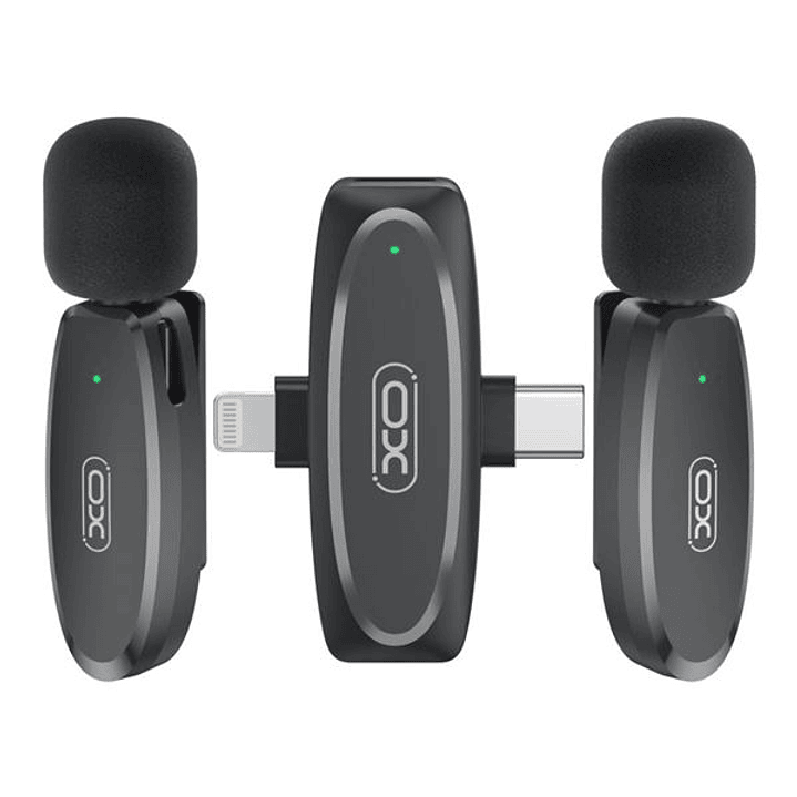 XO MKF10 Microfono Inalambrico de Solapa - Conector Tipo C y Lightning - Color Negro 1