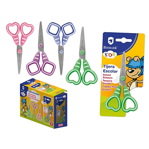 Bismark Kids Sweet Candy Tijera Escolar - Mangos en Plastico - Punta Roma - 4 Diseños Surtidos