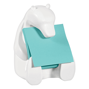 Post-It Super Sticky Dispensador con 2 Blocs de 45 Z-Notas - Forma de Oso - Forma Cuadrada - 76x76mm - Color Blanco