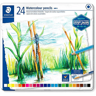 Staedtler 146 10C Pack de 24 Lapices de Colores Acuarelables - Resistentes a la Rotura - Colores Surtidos