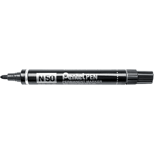 Pentel Pen N50 Rotulador Permanente - Punta de 4.3mm - Resistente a Agua y Luz - Color Negro