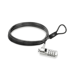 Ewent Cable de Seguridad para Portatil - Candado de Combinacion Numerica - Cable de Acero - 1.5m de Longitud - Color Negro