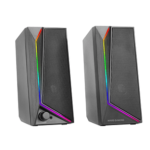Mars Gaming MS72 Altavoces Gaming de 15W - Luces RGB - Jack 3.5mm - Procesador de Sonido DSP - 178x79x110mm - Color Negro