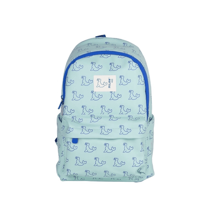 Milan Coleccion 460 Mochila Infantil Casual 9.5L - Compartimento Principal y Bolsillo Frontal con Cremalleras - 2 Bolsillos Laterales - Color Verde/Az 1