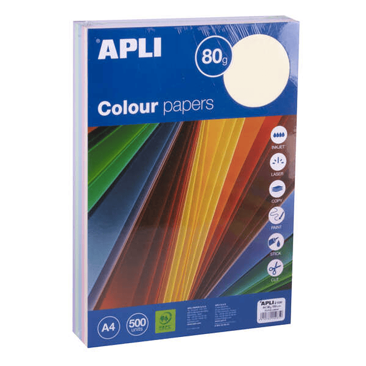 Apli Papel Color Surtido Pastel A4 500 Hojas 1