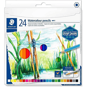 Staedtler 146 10C Pack de 24 Lapices de Colores Acuarelables - Resistentes a la Rotura - Colores Surtidos