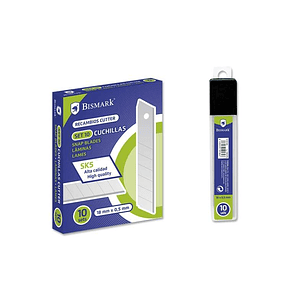Bismark Blister de 10 Cuchillas de Recambio en Acero de Alta Calidad - Medida 18mmx0.5mm - Acero SK5
