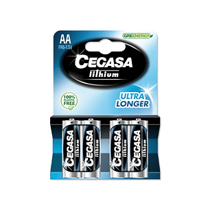 Cegasa Lithium Pack de 4 Pilas de Litio AA FR6 1.5V