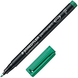 Staedtler Lumocolor 318 Rotulador Permanente - Punta Fina Redonda - Trazo 0.6mm - Capuchon con Clip - Secado Rapido - Color Verde