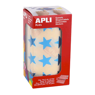 Apli Gomets Estrella Azul Metalizado - Tamaño 19.5mm - Adhesivo Permanente - 1416 Gomets por Rollo - Ideal para Actividades Creativas con Niños