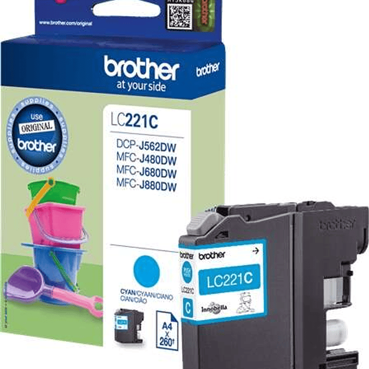 Brother LC221 Cyan Cartucho de Tinta Original - LC221CBP 1