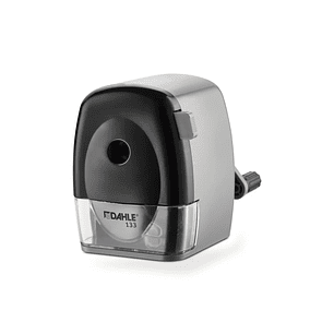 Dahle 133 Afilalapices de Manivela - Para Lapices de 8 a 11,5mm Ø - Fresa de Acero - Forma de Punta Ajustable - Gran Deposito - Color Gris/Negro