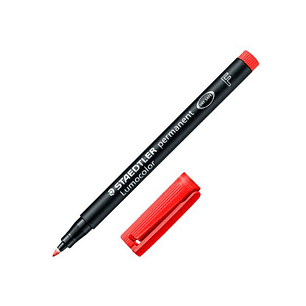 Staedtler Lumocolor 318 Rotulador Permanente - Punta Fina Redonda - Trazo 0.6mm - Capuchon con Clip - Secado Rapido - Color Rojo