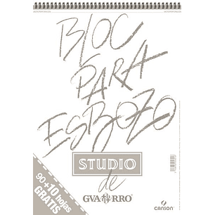 Canson Bloc para Esbozo A3 90+10 Hojas Gratis - Grano Ligero 90gr - Formato Album con Espiral Microperforado - Color Blanco Natural