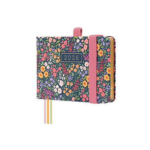 Finocam Minimal Design Agenda - Anual 2026 - Tapa Dura - Cierre con Goma Elastica - Formato M0 - 108x16x77mm - Semana Vista en Vertical - Tematica de 