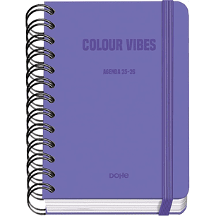 Dohe Colour Vibes Agenda Escolar 25/26 Espiral Wireo A6 - Dia Pagina - Papel 80g/m2 - 4 Hojas de Pegatinas - Cubierta de Carton Plastificado - Cierre