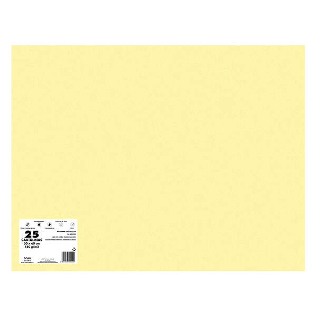 Dohe Pack de 25 Cartulinas de 180 G/M2 - Tamaño 50x65cm - PH Neutro - Libres de Cloro Elemental - Colorantes Biodegradables - Color Amarillo Canario 1