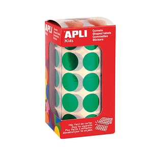 Apli Gomets Redondos Ø 20mm Verde Metalizado - 59 Hojas Pretroqueladas - Adhesivo Permanente - Normas EN-71 y FSC - Adhesivo Base Agua - Materiales Re